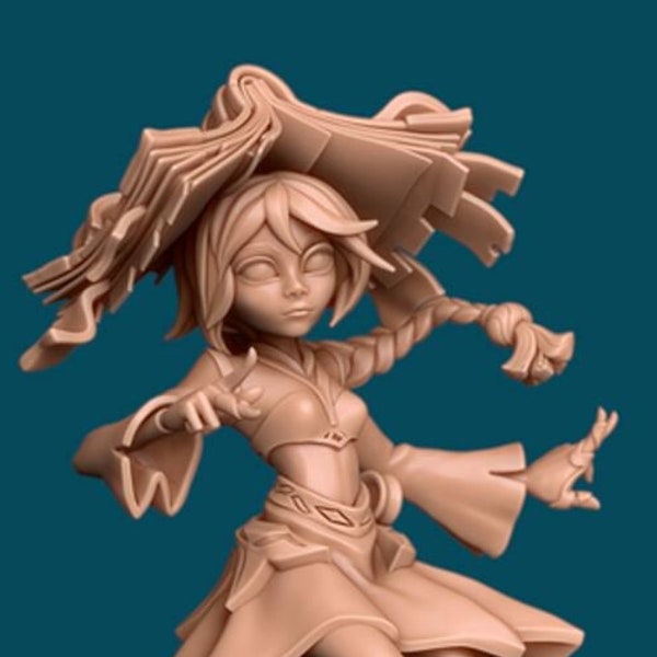 Little Miss Witch - Female - 3D Printed Miniature designed by Awkward Penguin's Minis - Gaming - Tabletop