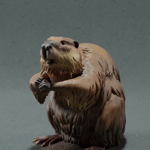 American Beaver  - 3D Printed - Miniature - Figurine - Sculpture - DIY Paint Your Own