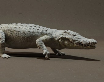 Nile Crocodile -  3D Printed Miniature - Designed by Animal Den - Sculpture - DIY Paint Your Own