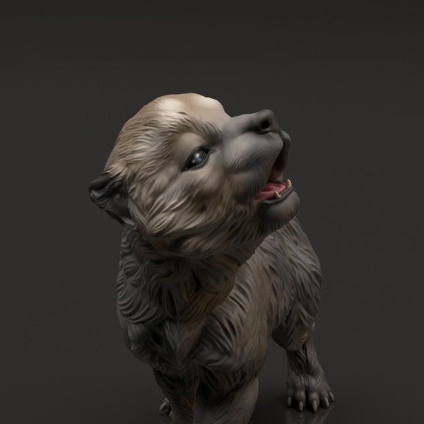 Wolf Pup -  3D Printed - Miniature - Figurine - Sculpture - DIY Paint Your Own