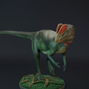 Dilophosaurus - Walking -  Designed by Dino and Dog - 3D Printed - Miniature - Gaming - Tabletop - Display - Dinosaur - Paint Your Own