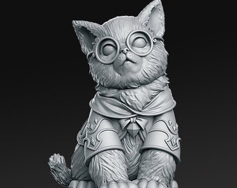 Gaton - Wizard Cat - Designed by RNEstudio - 3D Printed Miniature - Gaming - Tabletop