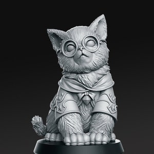 Gaton - Wizard Cat - Designed by RNEstudio - 3D Printed Miniature - Gaming - Tabletop