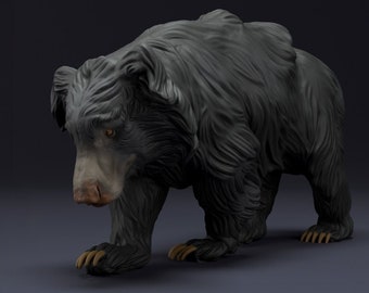 Sloth Bear -  3D Printed - Miniature - Figurine - Sculpture - DIY Paint Your Own