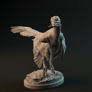 Archaeopteryx - 2 Poses and Fossil -  Designed by Dino and Dog - 3D Printed - Miniature - Gaming - Tabletop - Display - Paint your own