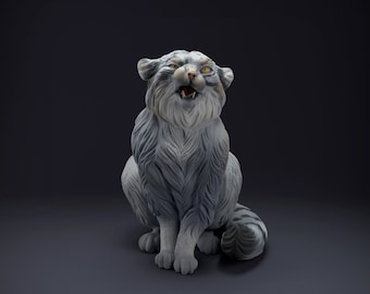 Pallas Cat -  3D Printed - Miniature - Figurine - Sculpture - DIY Paint Your Own