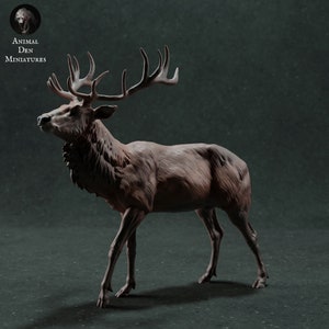 Red Deer Stag - 2 Poses - Designed by Animal Den Miniatures - 3D Printed - Miniature - Figurine - Sculpture - DIY Paint Your Own