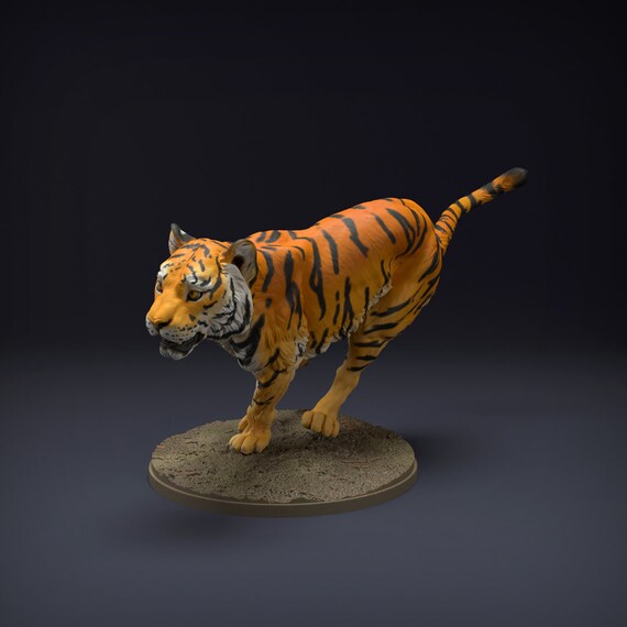 Bengal Tiger Running 3D Printed Miniature Figurine 