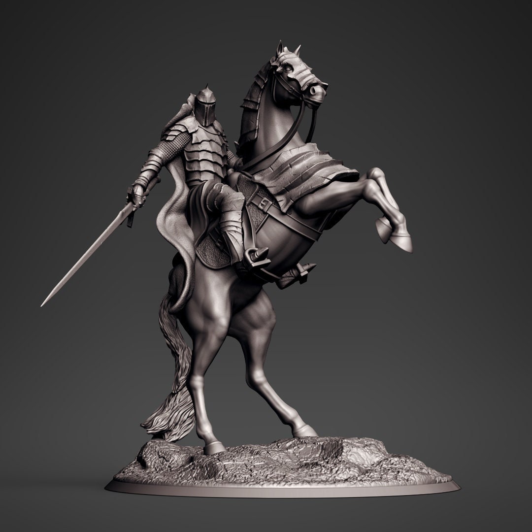 Mounted Warlock Knight Horse 3D Printed Miniature Designed by Clynche