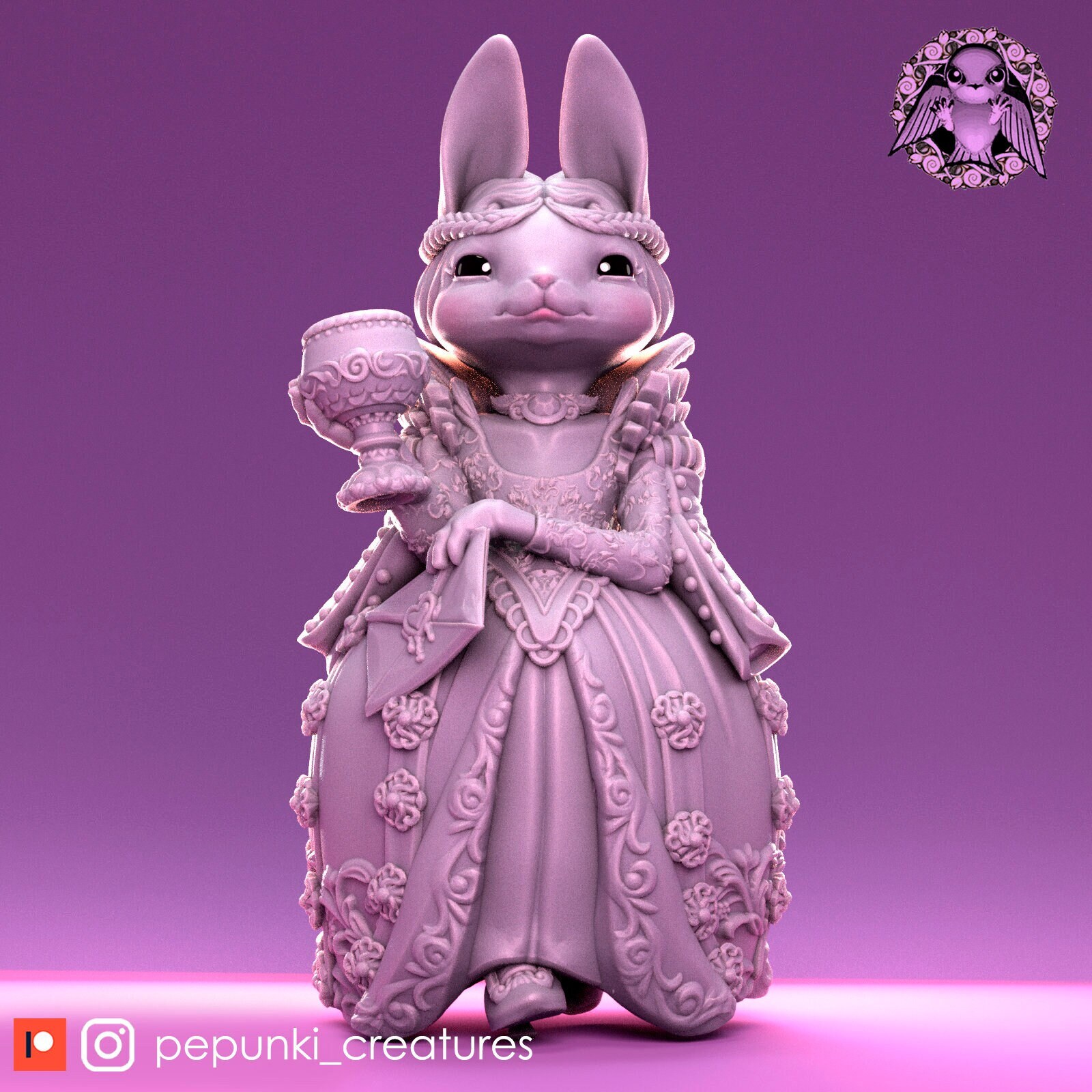 Noble Rabbit Bunny Duchess - Noble - Rabbit - Pepunki Creatures - 3D Printed ...