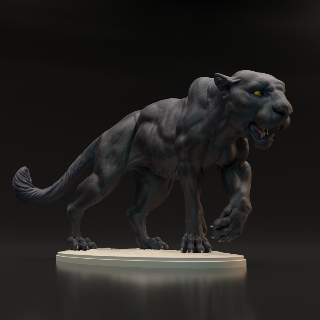 Panther - Black - 3D Printed - Miniature - Figurine - Sculpture - DIY ...
