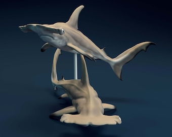 Hammerhead Shark -  3D Printed - Miniature Designed by Animal Den -  Figurine - Sculpture - DIY Paint Your Own