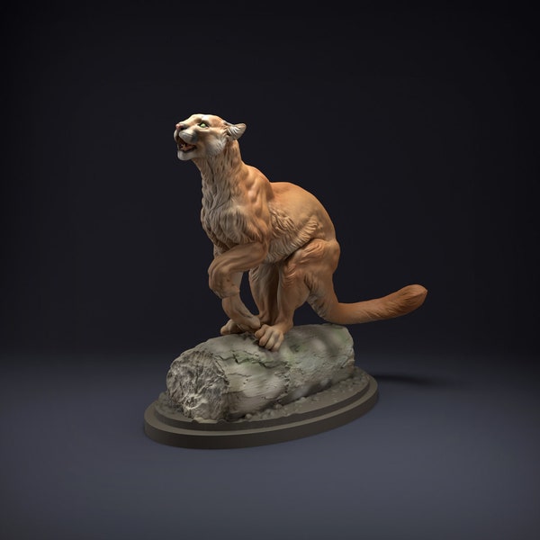 Mountain Lion - Cougar  -  3D Printed - Miniature - Figurine - Sculpture - DIY Paint Your Own