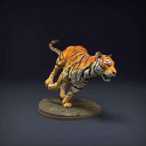 Bengal Tiger Running 3D Printed Miniature Figurine 