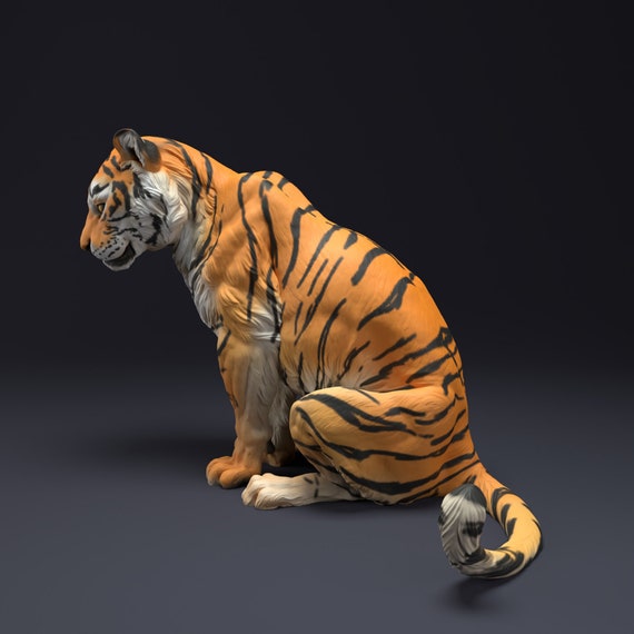 Bengal Tiger Sitting 3D Printed Miniature Figurine 