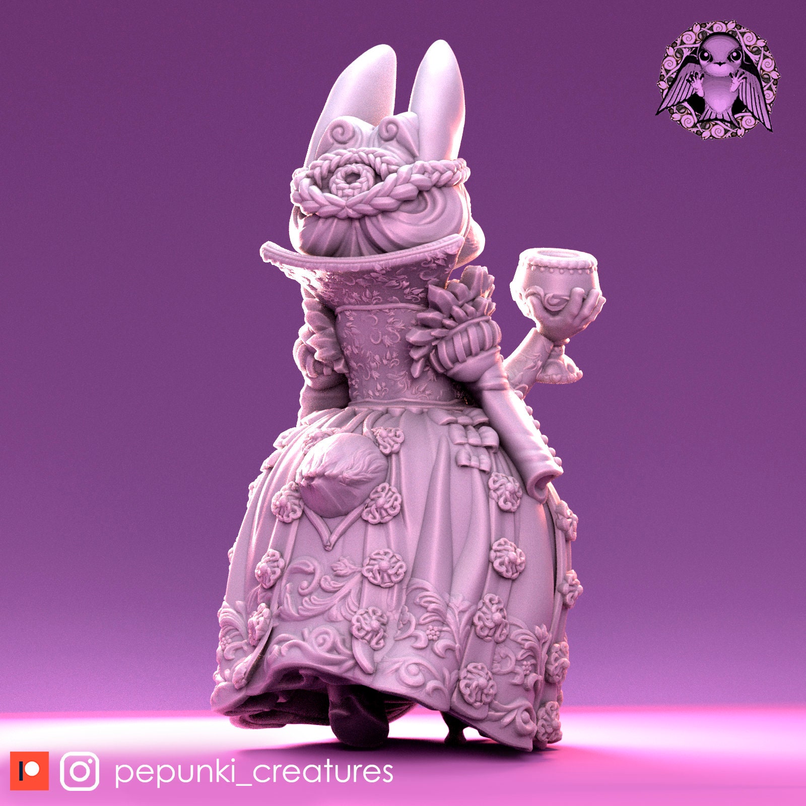 Noble Rabbit Bunny Duchess - Noble - Rabbit - Pepunki Creatures - 3D Printed ...