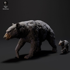 Black Bear and Cub - 4 Poses -  3D Printed - Designed by Animal Den Miniatures - Figurine - Sculpture - DIY Paint Your Own