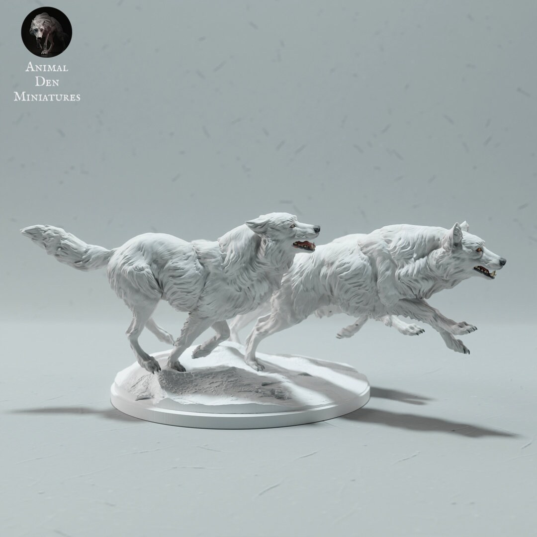 Wolves Miniatures Arctic Wolves - 2 Styles - 3D Printed - Designed by Animal Den ...