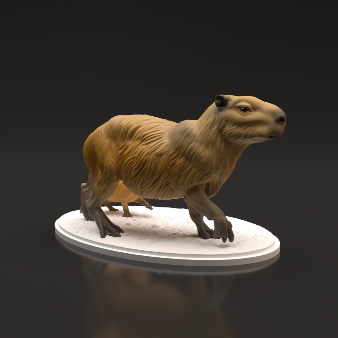 Capybara With Baby 3D Printed Miniature Figurine Sculpture DIY Paint Your  Own 
