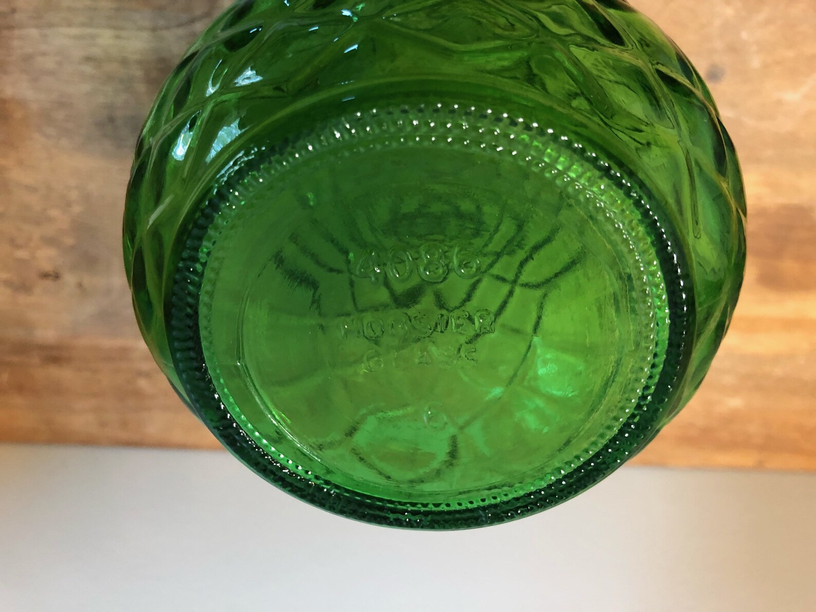 Hoosier Vintage Green Glass Vase Etsy Canada