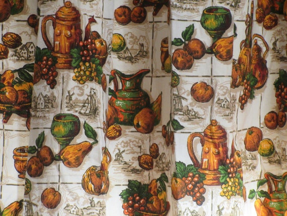 Curtains 1960s 1970s Italian Style Kitchen Etsy