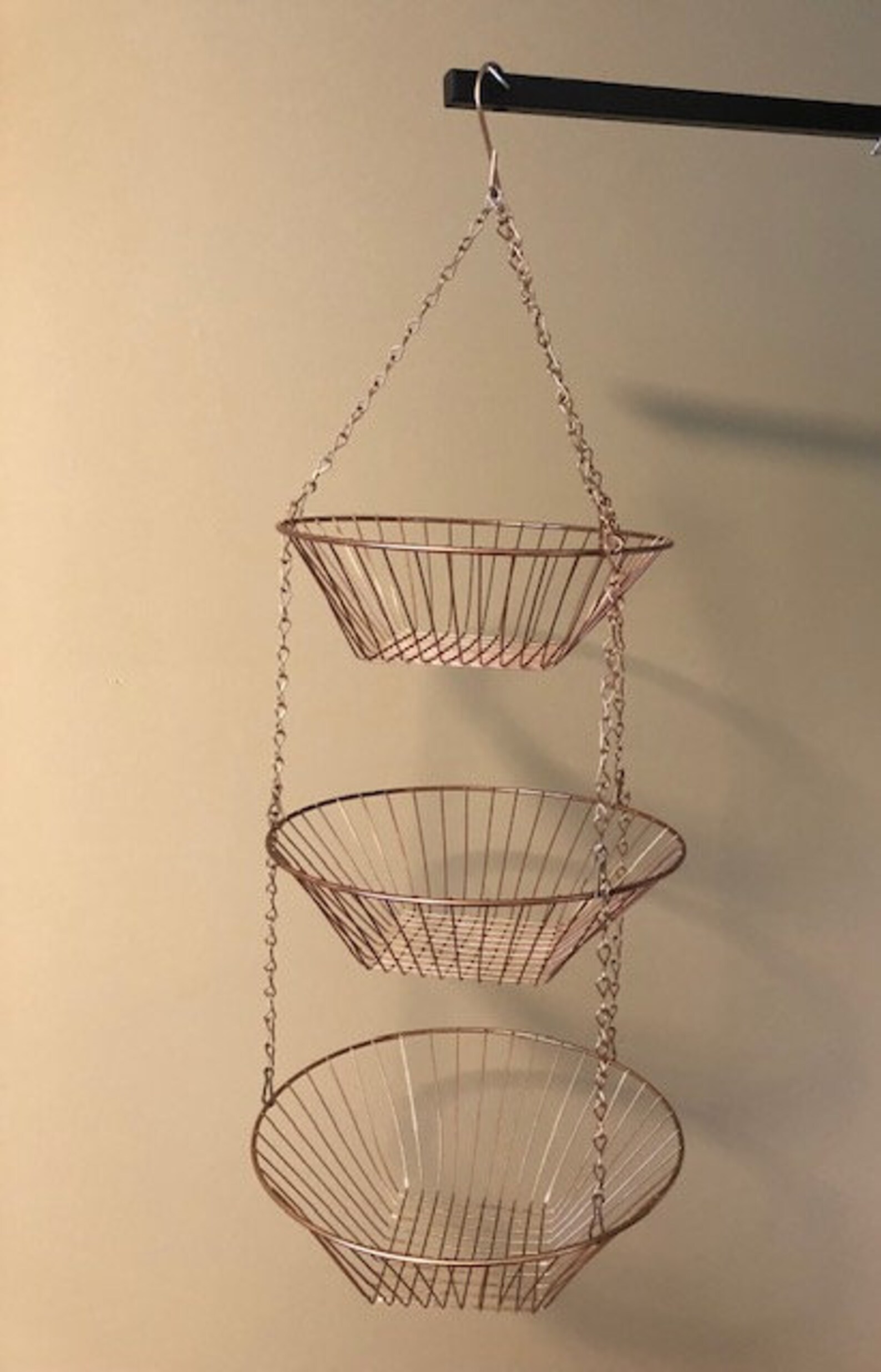 Vintage Hanging Baskets Bronze Wire Three Tiered Etsy