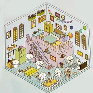 3D DIY Szene Aufkleber, Loft Wohnung, Haus Aufkleber, Journal Kit, Scrapbooking, Hobbys, Geschenk, Mini Aufkleber, gemütliche Aufkleber