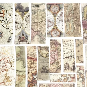 45 Stück Antike Karte Washi Aufkleber, Vintage Weltkarte, Reise, SchrottBuchung, Journal, Junk Journal Kit, Hemisphäre, Kartographie, Globus