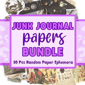 Junk Journal Bundle, Mystery Grab Bag, 80 Pcs Papers, journal, Junk Journal Kit, Scrapbooking, Mystery Bag, Surprise, Lucky Dip