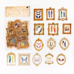 30 Stück Zierrahmen Klare Aufkleber, Blumen Sticker Pack, journal, Junk Journal Kit, Garten, Natur, Ephemera, Schmetterling, Flügel, Federn