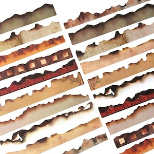 20 Stück Washi Effekt Aufkleber Pack, Junk Journal, Journal Ephemera, Pergamin Aufkleber, Gebrannter Papier Effekt, Ziegel, Film, Retro