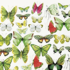 40 Stück grüne Schmetterling Aufkleber, Schmetterlinge Aufkleber, Journal, Journal Ephemera, Harz, Insekten, Garten,Natur,Monarchfalter