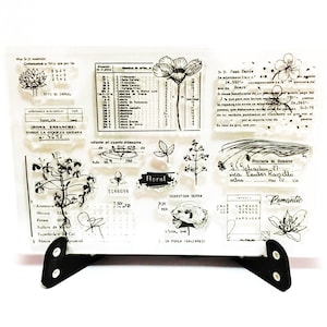 Tampon botanique, tampon transparent plantes, graminées, carnet de notes, nature, herbes, fleurs, texte, manuscrit, mot