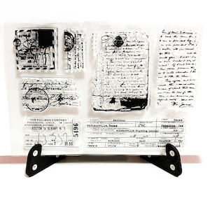 Tampon transparent de texte vintage, Tampon manuscrit en caoutchouc, Journal de l'agenda, Rétro, Cachet de la poste, Mots, Lettres, Signature