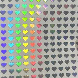 Mini Herzen Holographische Aufkleber, kleine Aufkleber, glänzend, irisierend, Junk Journal, Planer Aufkleber, Resin Art, 5 mm, Regenbogen, Vinyl