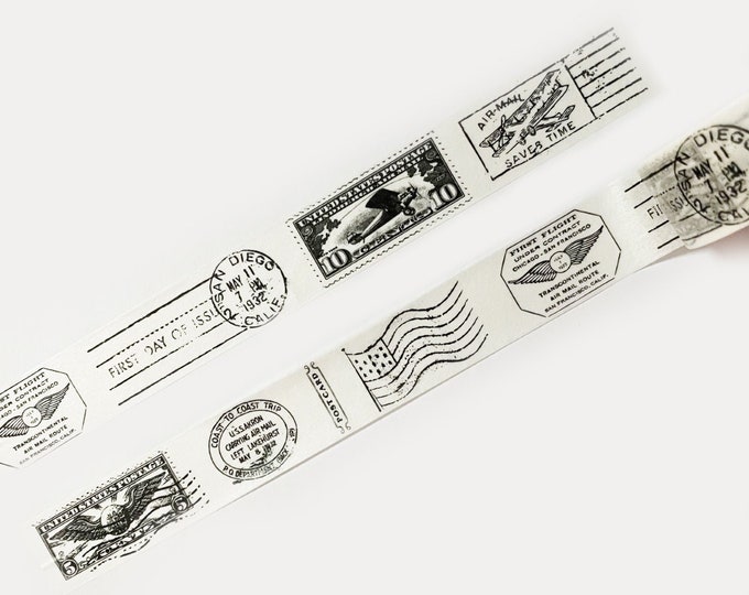 Postage Stamp Washi Tape Post Mark Stamp Washi Tape Vintage Etsy