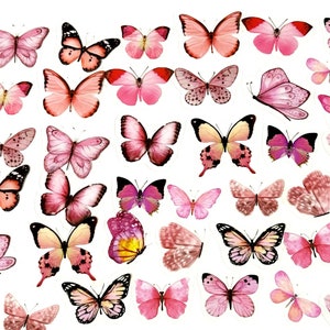 40 Stück rosa Schmetterling klare Aufkleber, Schmetterlinge klar Aufkleber, Journal, Journal Ephemera Insekten, Garten, Natur, Exemplar, Flügel