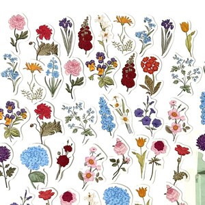 45 Stück Blumen Aufkleber, Floral und Fauna, Frühlingsblumen, Scrapbook, journal, Junk Journal Kit, Journal Ephemera, Garten, Blüte