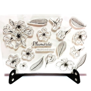 Plumeria Flower Stamp, Clear Transparent Stamp, Rubber Stamp, Planner Journal Accessories, Flora and Fauna, Bloom, Frangipani, Flowers