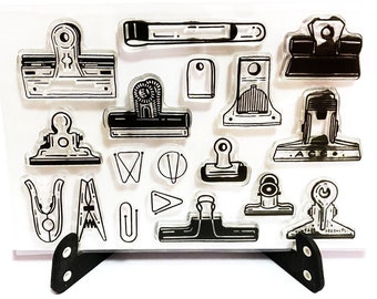 Binder Clip Stempel, Büroklammer klar transparent Stempel, Memo Stempel, Planer Journal, Peg Pin, Clip, Bulldog Clip