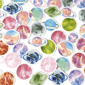 45 Stück Planet Sticker, Galaxy Aufkleber, Reisejournal, Scrapbook, Ephemera, Junk Journal, journal, Mond, Planeten. Himmel, Universum