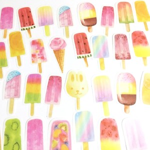 45 Stück Eis Washi Sticker Pack, Popsicle-Aufkleber, Scrap-Buchung, Journal, Ephemera, Ice Pops, Popsicle Stick, Sommer, Kegel