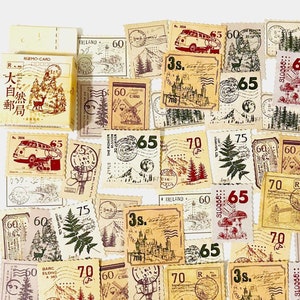 45 Stück Natur Stempel Aufkleber, Pflanzen Stempel, Botanicals, Scrapbook, Blätter, Wald, Woodland, Junk Journal Kit, Journal Ephemera