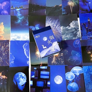 50 Stück Ästhetische Nachthimmel Aufkleber, Sticker Pad, Booklet, Reisetagebuch, Junk Journal, Mond, Wolken, Bewölkter Tag, Meer, Qualle, Himmel