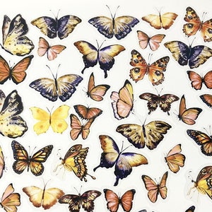 40 Stück Schmetterling klar Aufkleber, Schmetterlinge Aufkleber, Vision Board Aufkleber, Journal Ephemera, Insekten, Garten, Natur, Monarchfalter