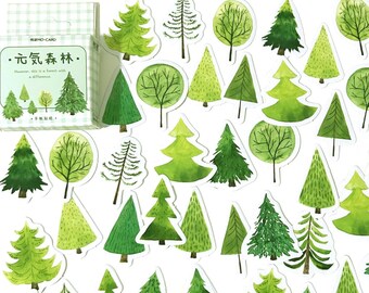 45 Pcs Pine Tree Sticker Pack, Plants Sticker, Evergreen, Scrapbook ...