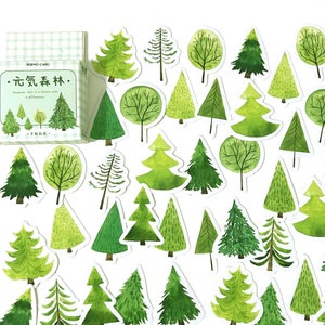 45 Stück Pine Tree Sticker Pack, Pflanzen Aufkleber, Evergreen, Scrapbook, Junk Journal, Ephemera, Bäume, Blätter. Wald, Tanne, Weihnachten