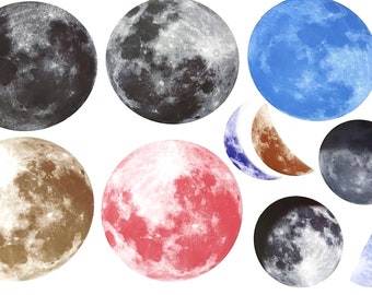 20 pegatinas transparentes de planetas, luna, para álbumes de recortes, diarios, kit de arte urbano, decoración para diarios, celestial, galaxia, cielo, espacio, cósmico