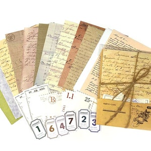 30 Stück Vintage Schriften Scrapbook-Papiere, Junk Journal Kit, Ephemera, Journal, antike Buchstaben, strukturiertes Papier, Wörter, Wochentage,