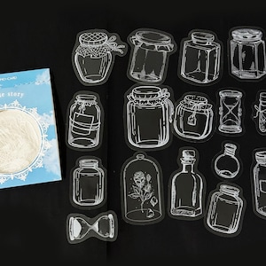 30 Stück Flasche Klar Aufkleber, Glas, Scrapbook, journal, Junk Journal Kit, Ephemera, Einmachglas, klare Flasche, Glas, Rose Glaskuppel